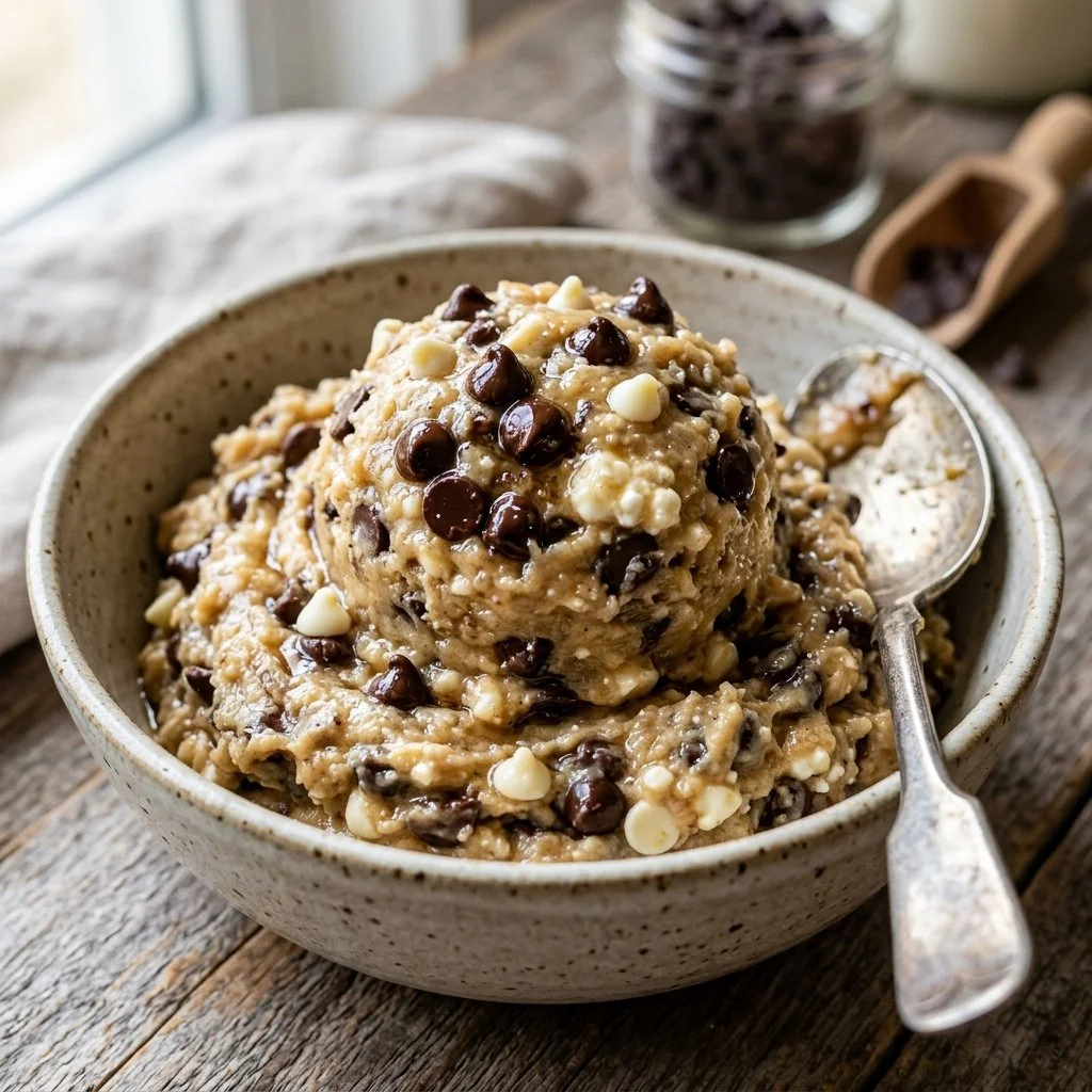 Healthy cottage cheese cookie dough prepared for baking