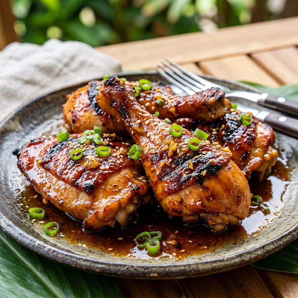 Grilled Huli Huli Chicken served with pineapple and rice