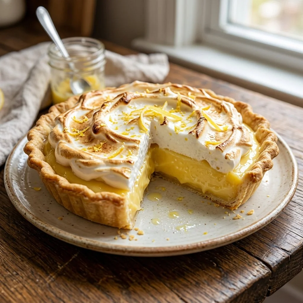 Delicious homemade Lemon Cream Pie with a buttery crust and creamy lemon filling