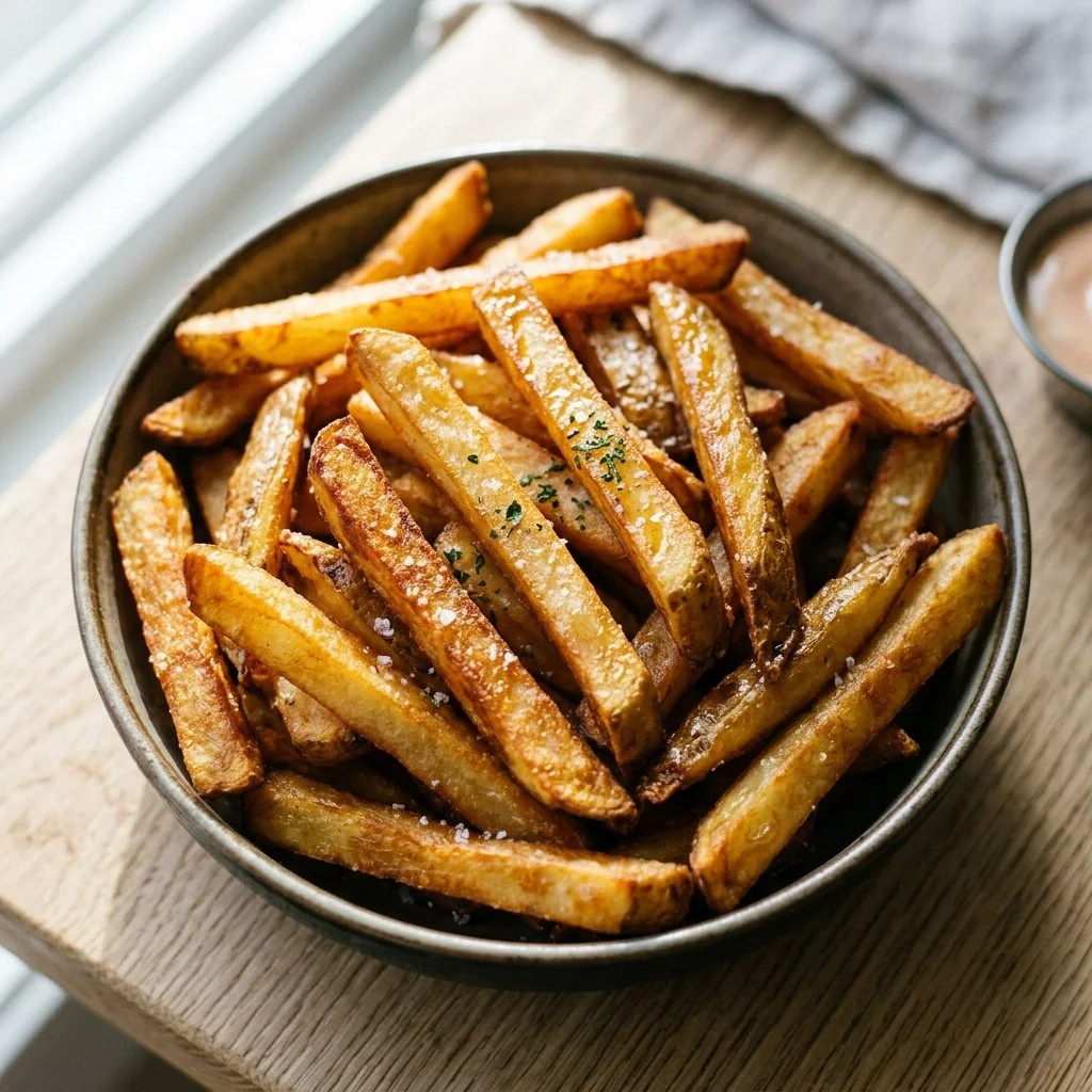Crispy air fryer French fries served in a bowl
