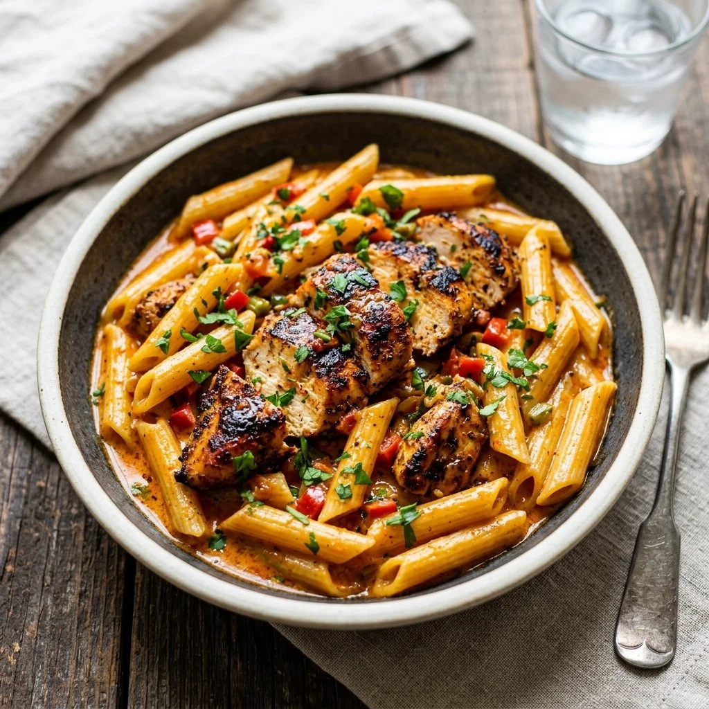 Delicious Cajun Chicken Pasta with creamy sauce and spices