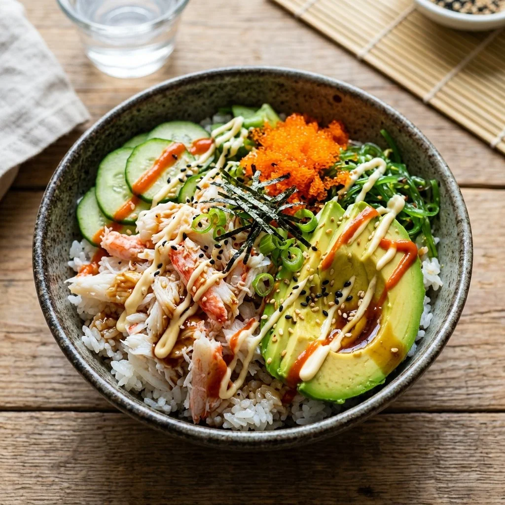 California Roll Bowl featuring fresh ingredients and vibrant sushi flavors