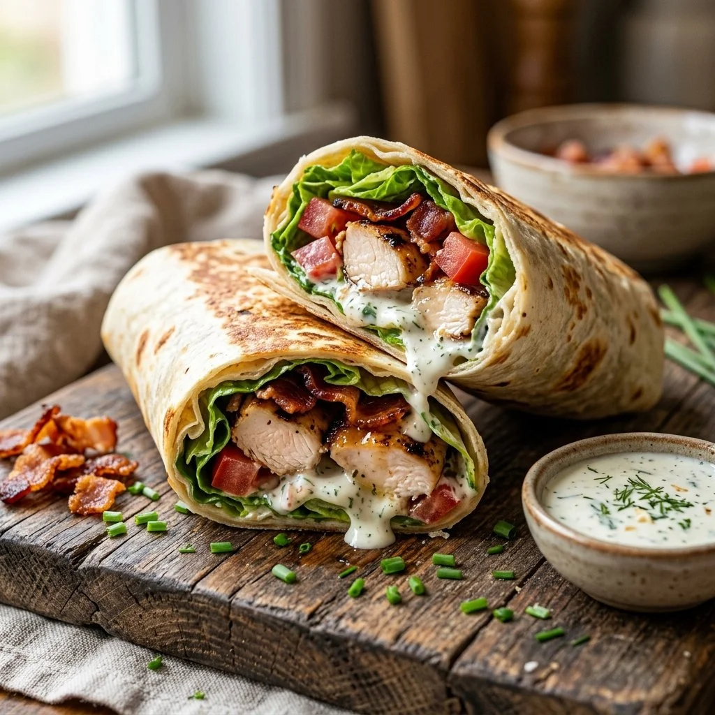 Delicious Chicken Bacon Ranch Wraps ready to serve on a plate