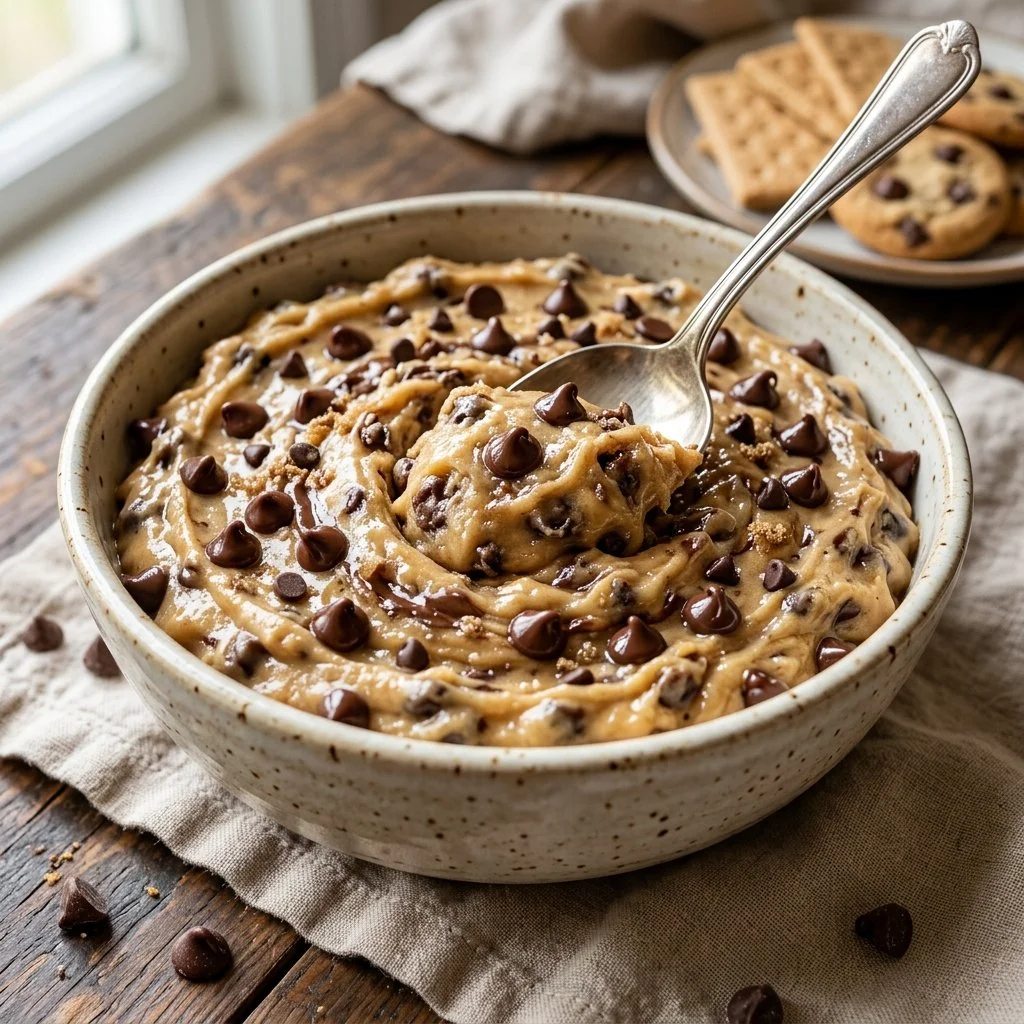 Delicious cookie dough dip served with snacks for a sweet treat