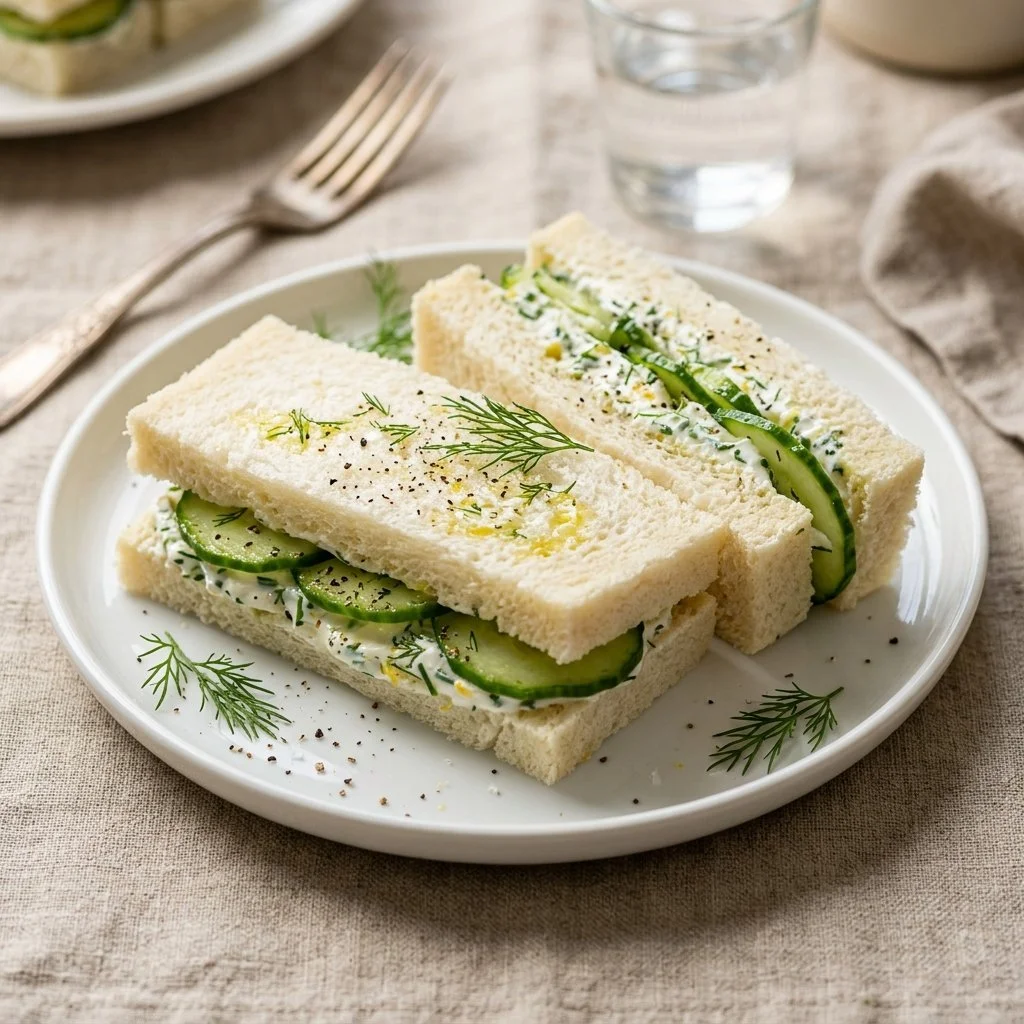 Delicious cucumber sandwiches served on a platter for a tea party