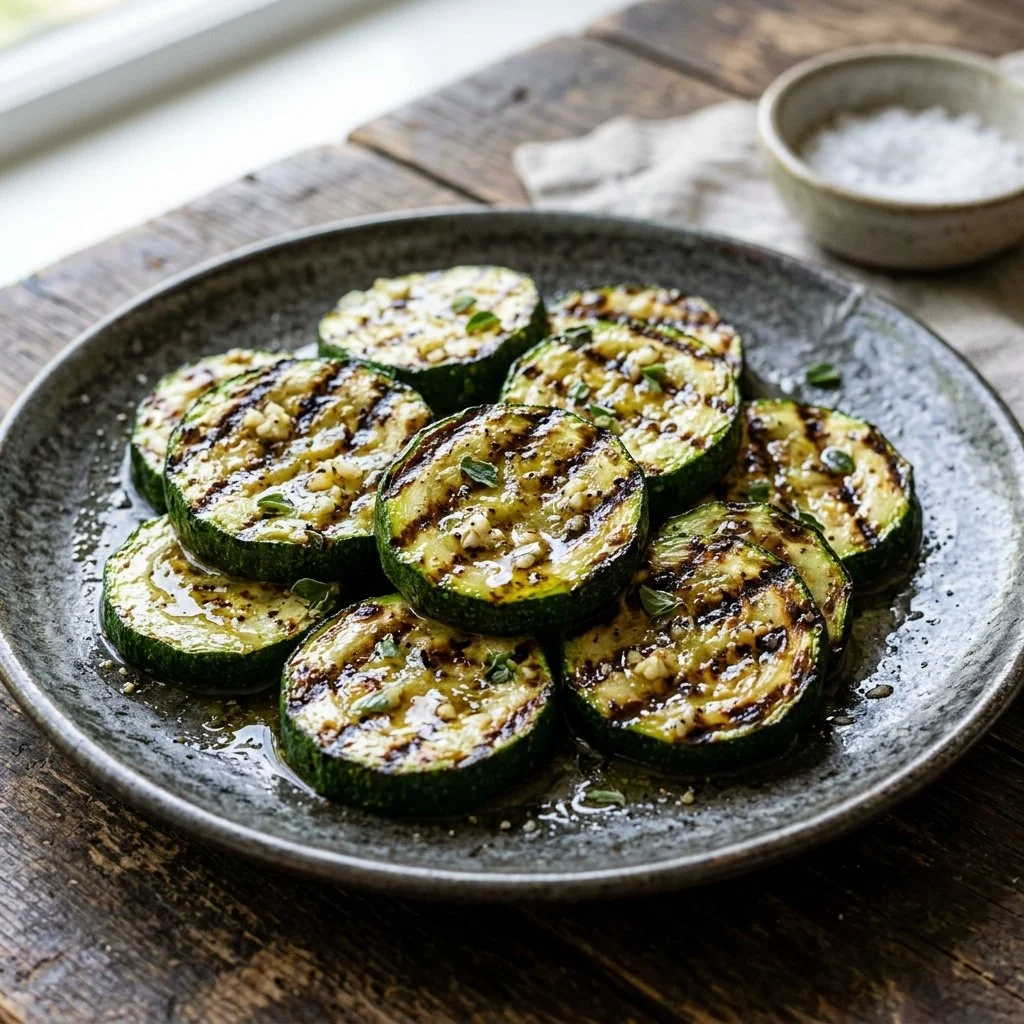 Deliciously grilled zucchini slices served on a plate