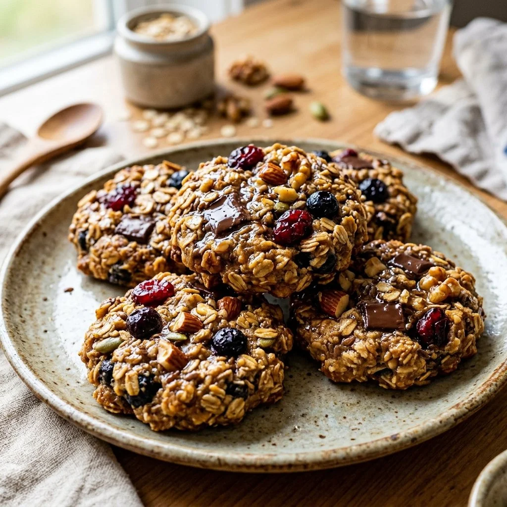 Healthy breakfast cookies made with oats and fruits for a nutritious start.