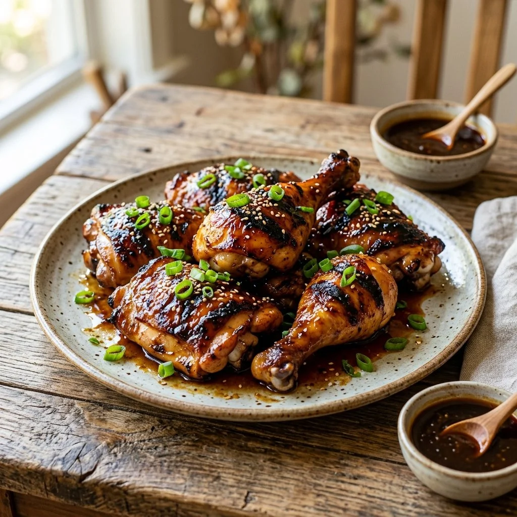 Delicious Huli Huli Chicken marinated in a flavorful sauce and grilled to perfection.