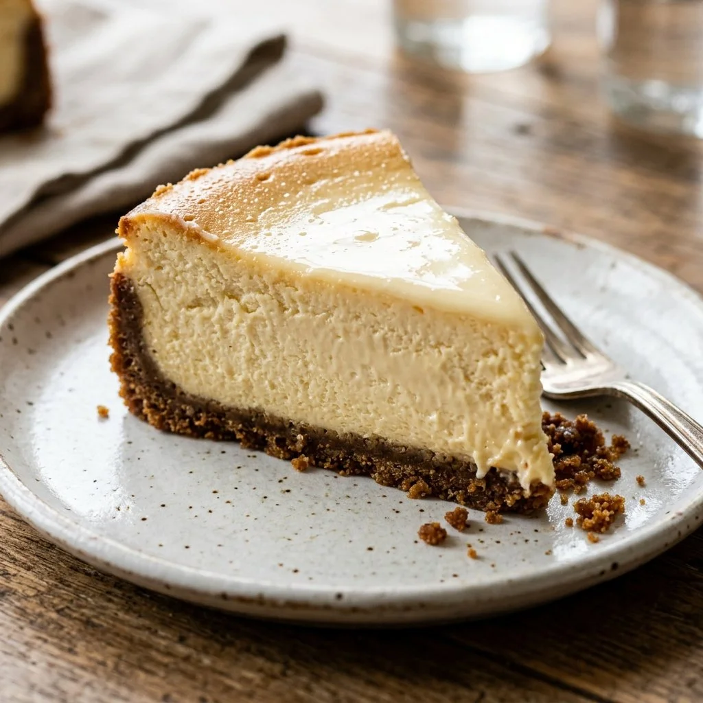 Slice of delicious New York Cheesecake topped with fresh berries