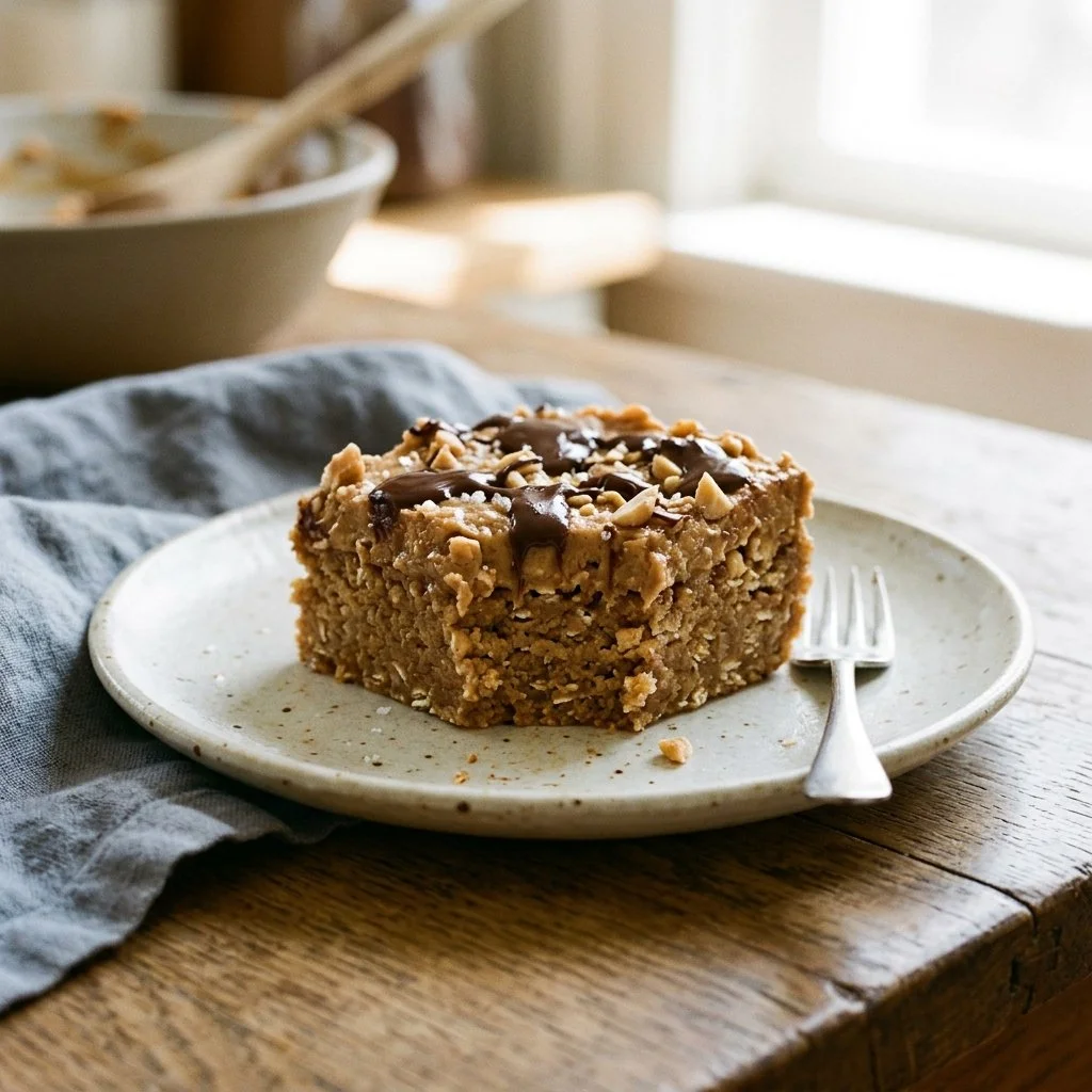 Delicious no bake peanut butter bars cut into squares on a plate