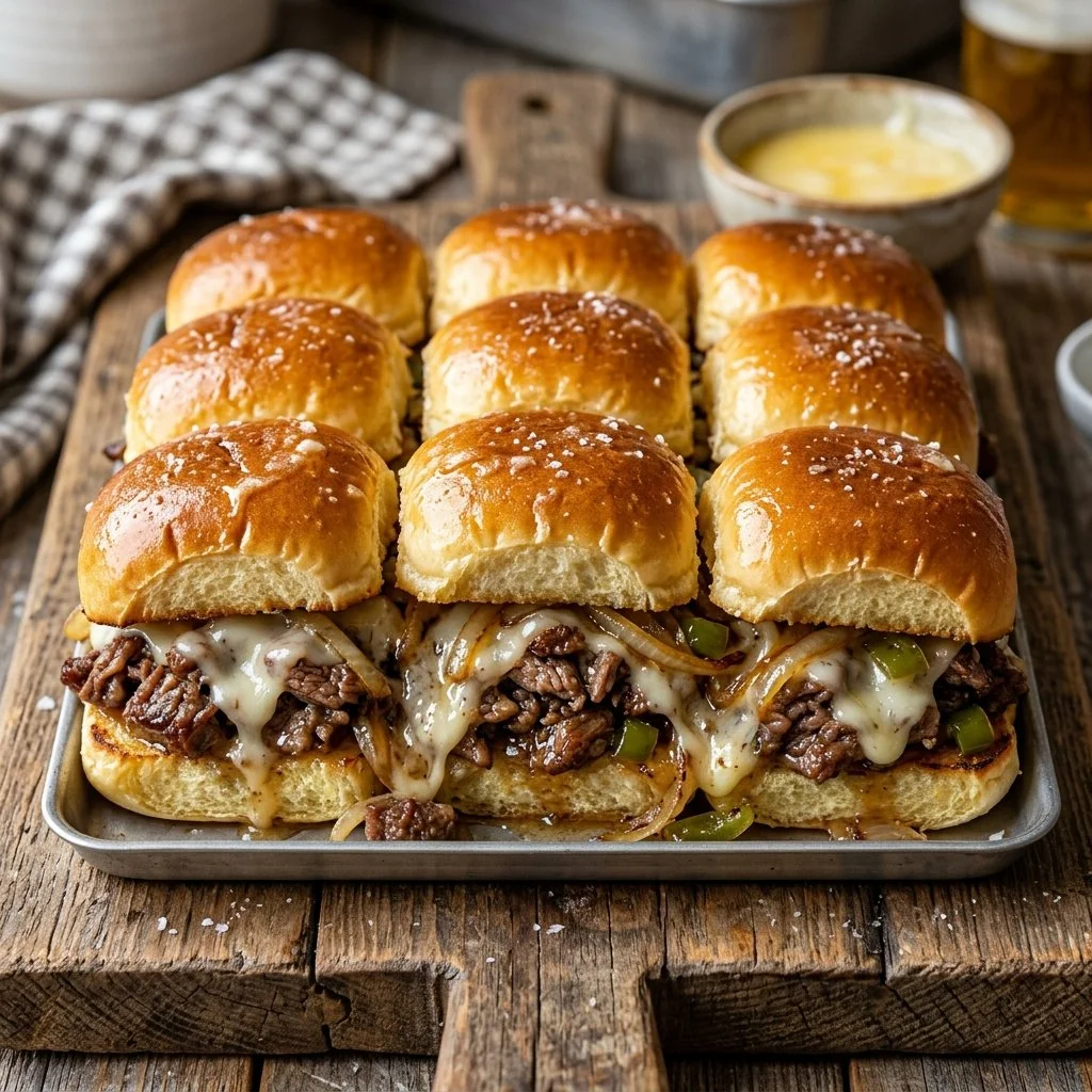 Delicious Philly cheesesteak sliders served on a platter