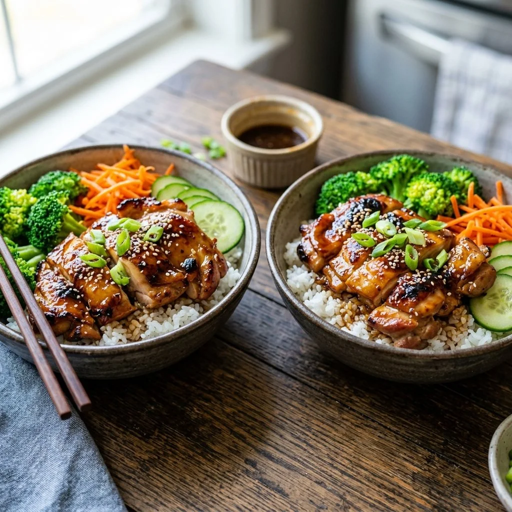 Delicious Teriyaki Chicken Bowl with fresh vegetables and savory glaze