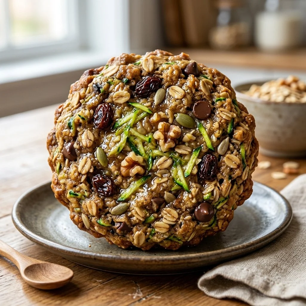 Healthy zucchini breakfast cookies with oats and chocolate chips
