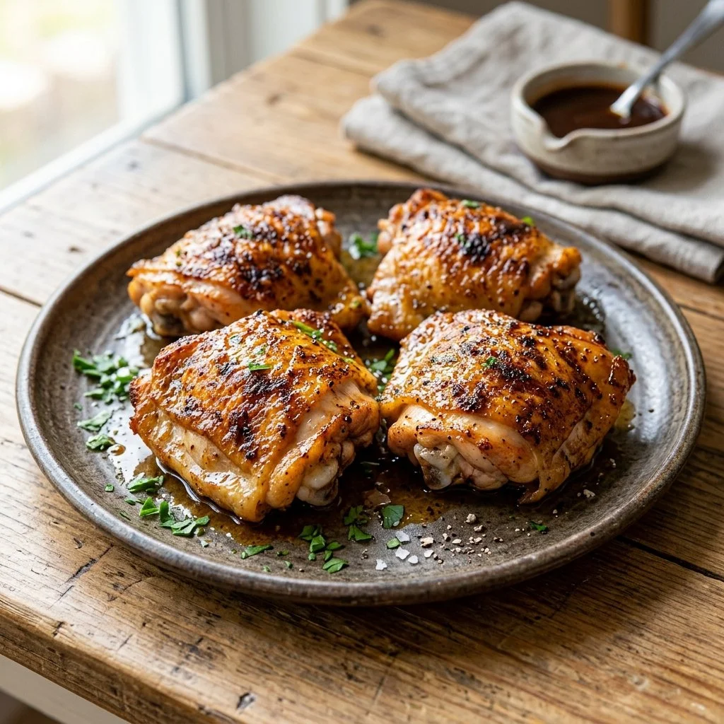 Delicious air-fried chicken thighs cooked to perfection