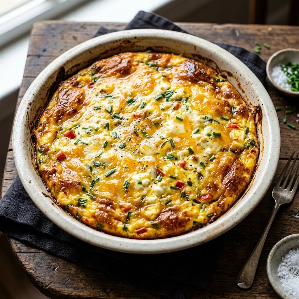 Delicious Cottage Cheese Egg Bake fresh out of the oven