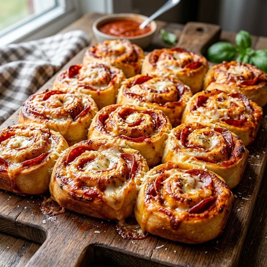 Delicious homemade pizza roll ups with cheese and pepperoni