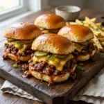 Delicious Sloppy Joe Sliders served on a plate, perfect for parties.