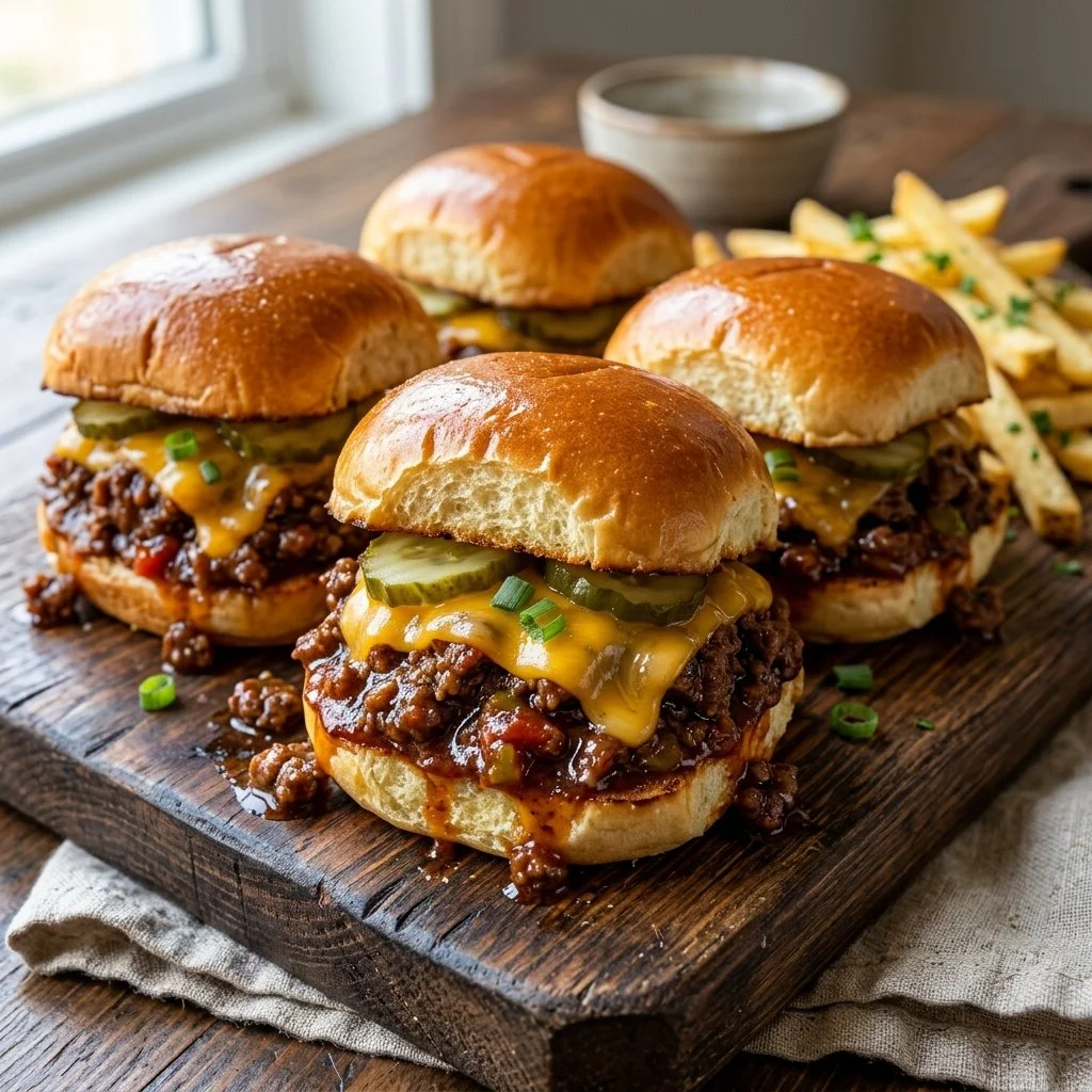Delicious Sloppy Joe Sliders served on a plate, perfect for parties.