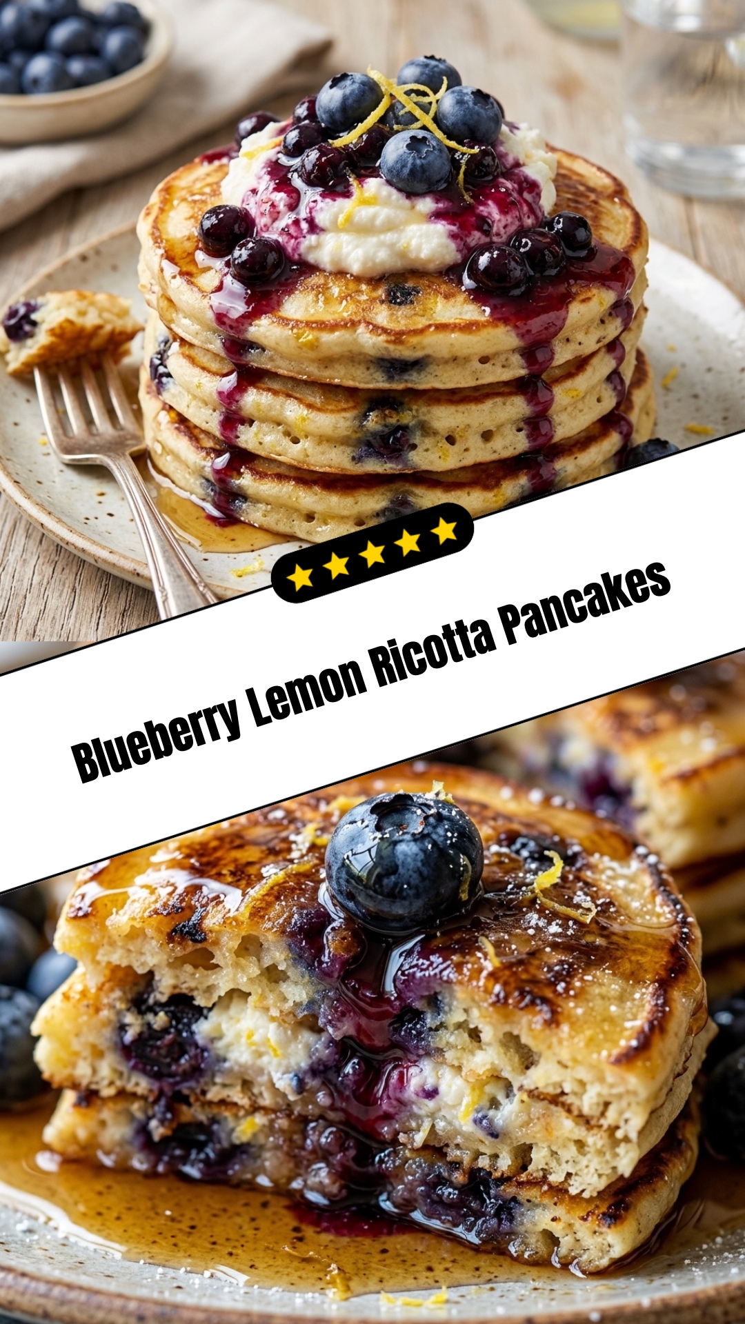 Blueberry Lemon Ricotta Pancakes - pin