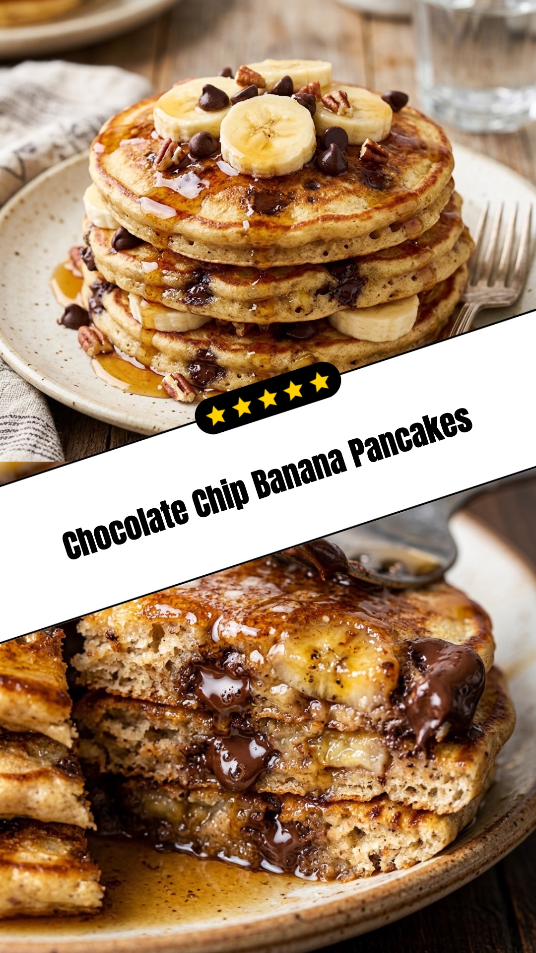 Chocolate Chip Banana Pancakes - pin