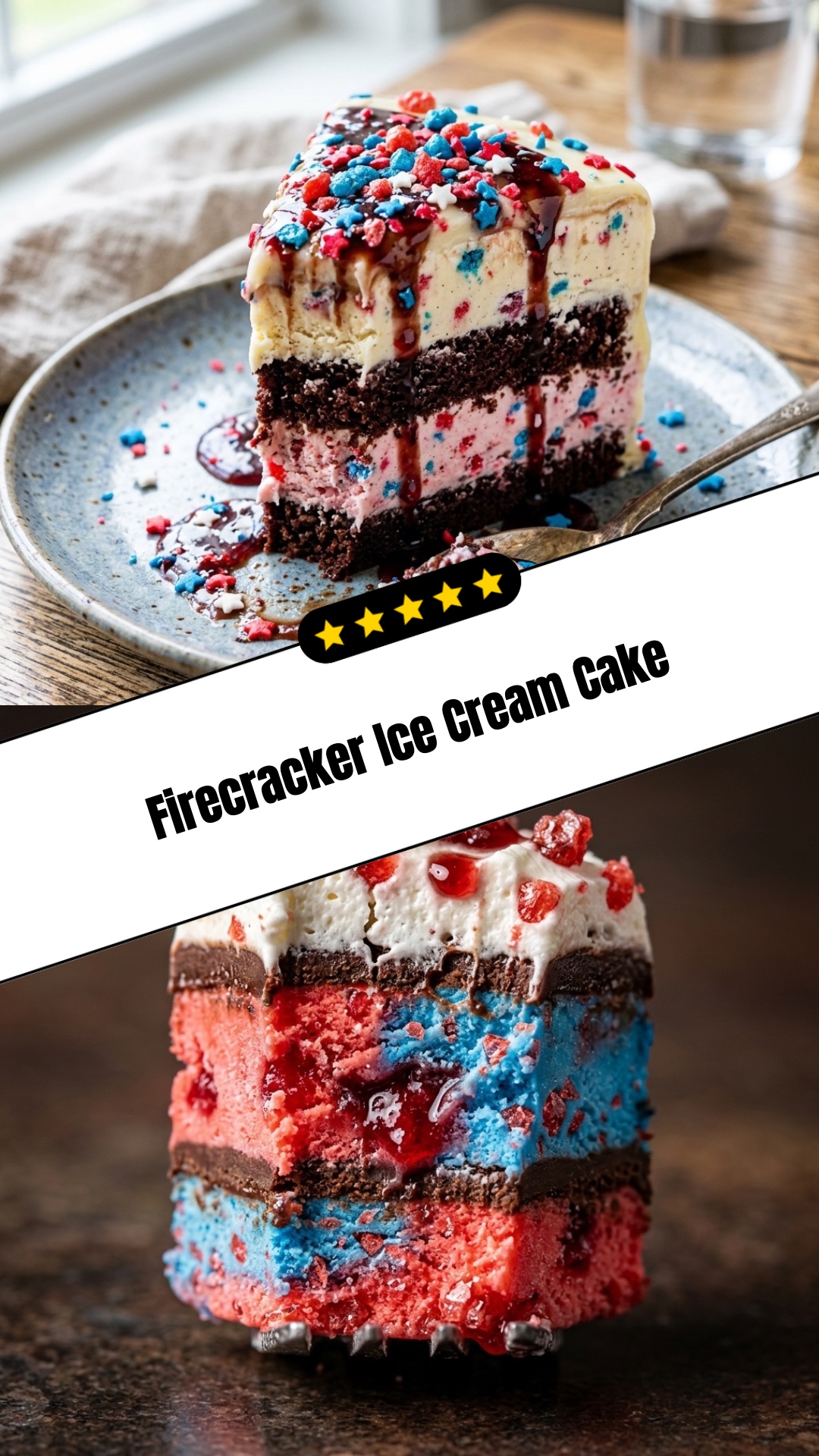 Firecracker Ice Cream Cake - pin