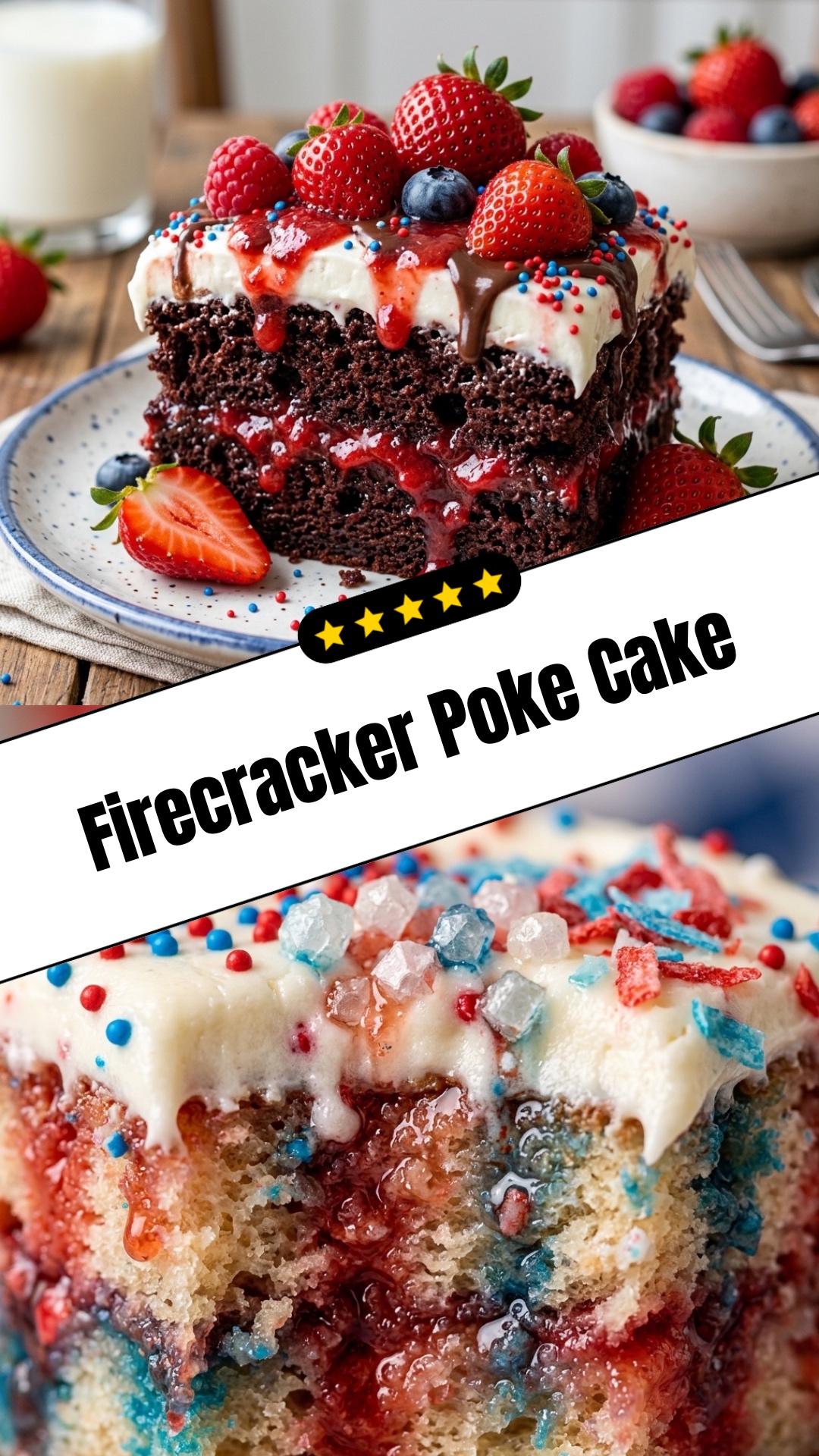 Firecracker Poke Cake - pin