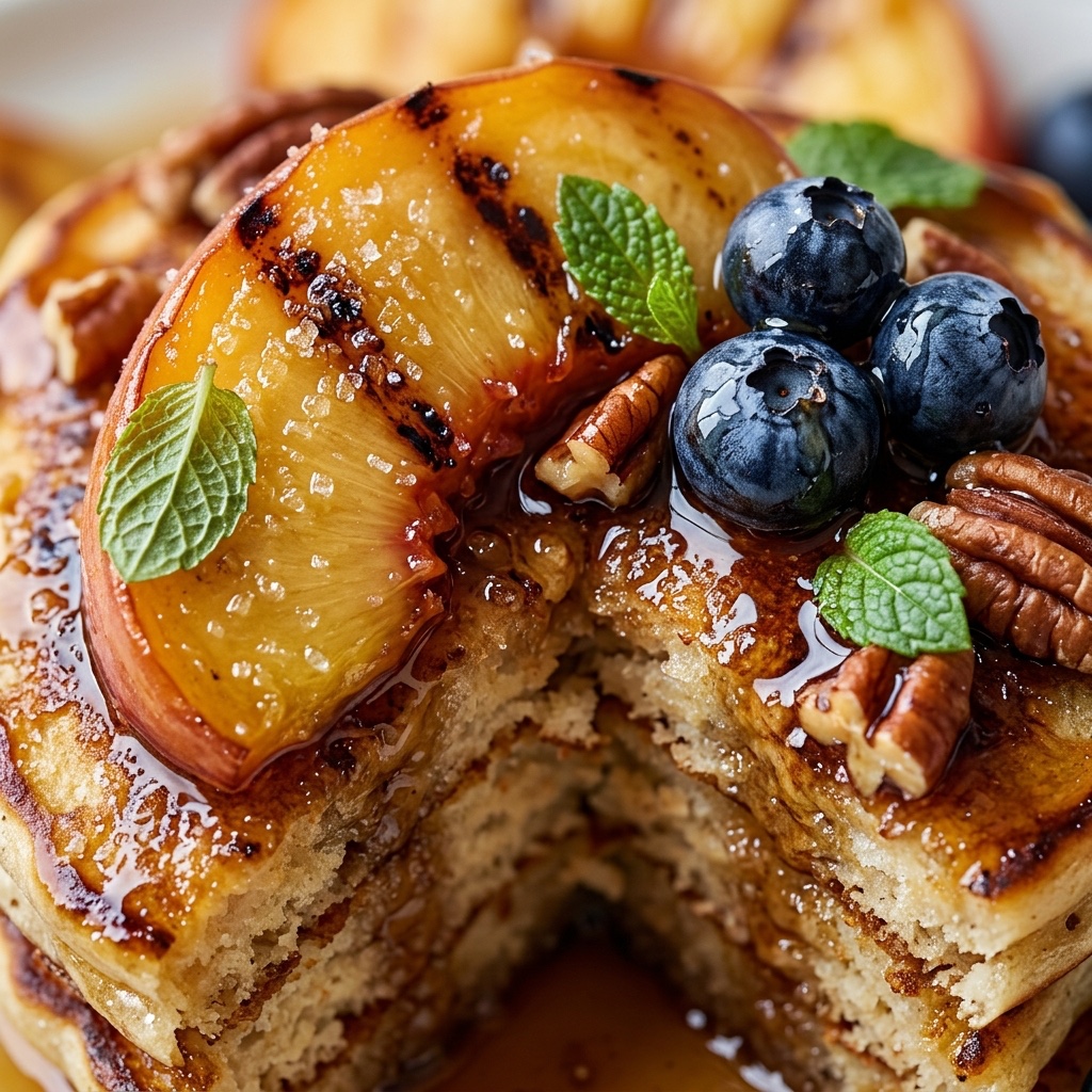 Grilled Peach Pancakes