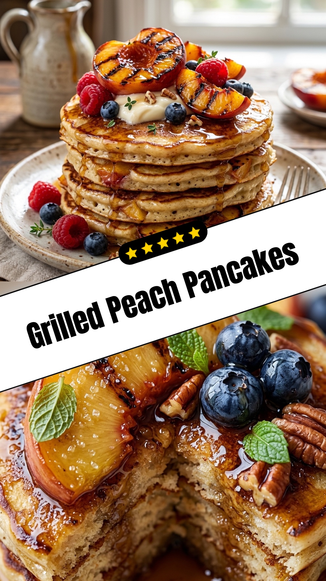 Grilled Peach Pancakes - pin