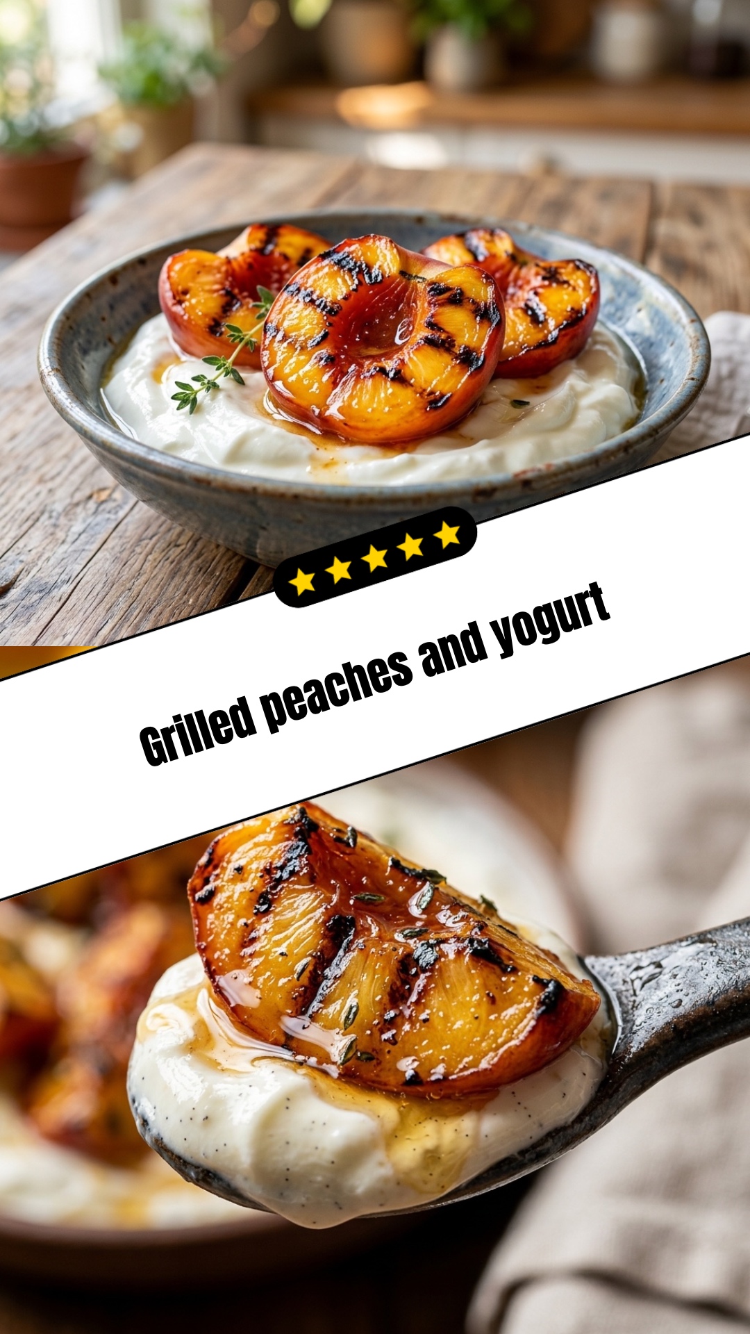 Grilled peaches and yogurt - pin
