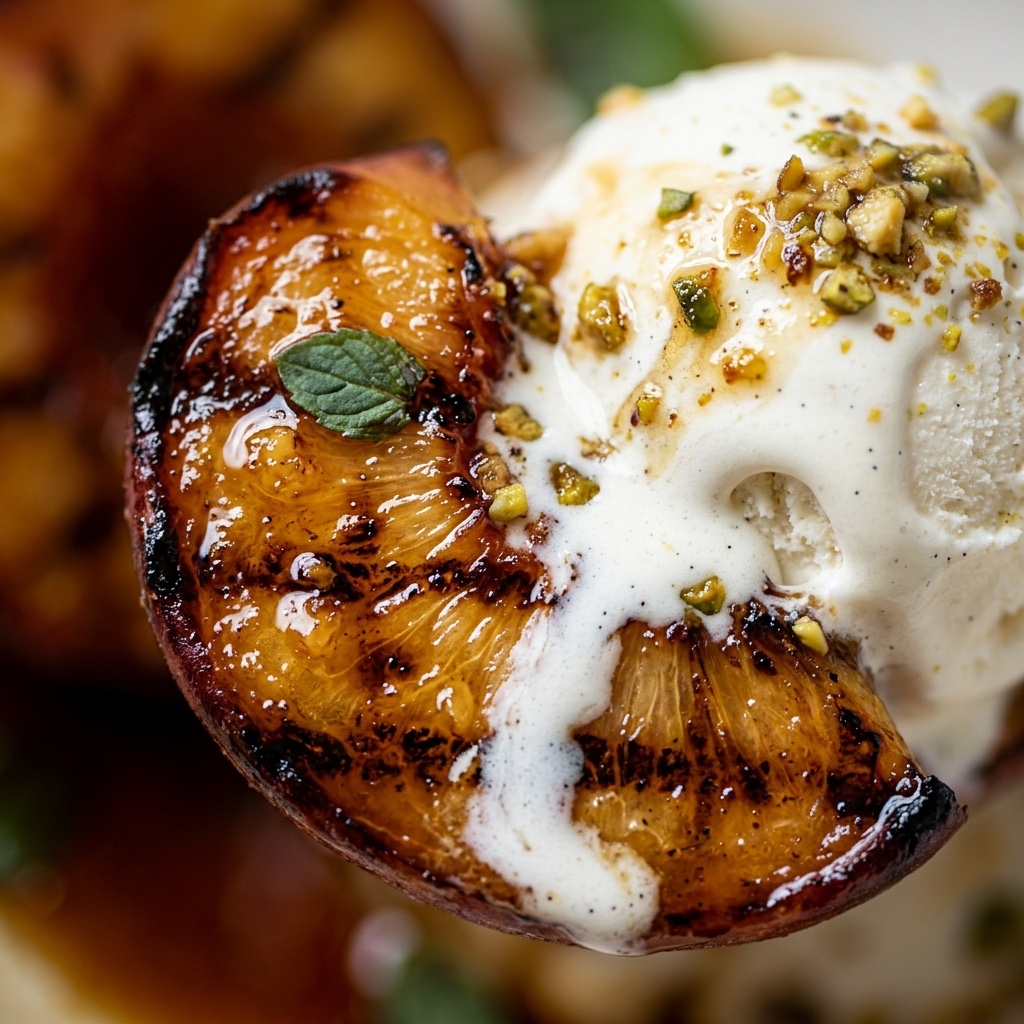 Grilled Peaches with Ice Cream