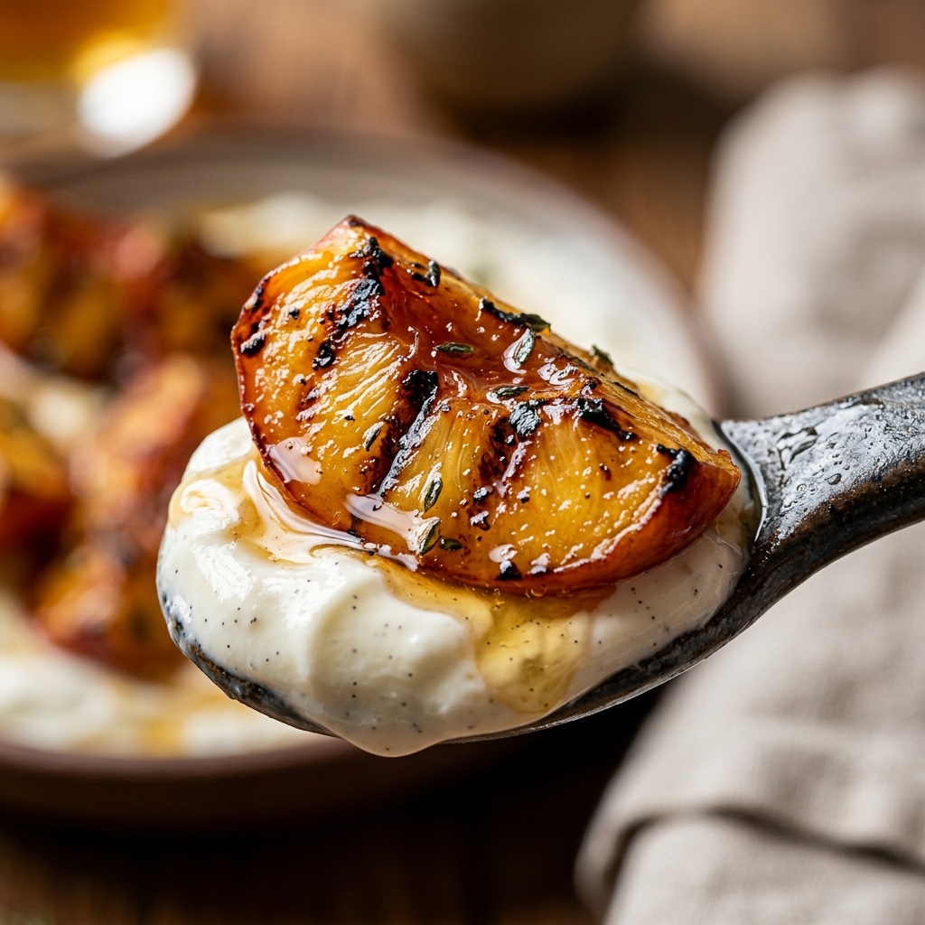 Grilled peaches and yogurt