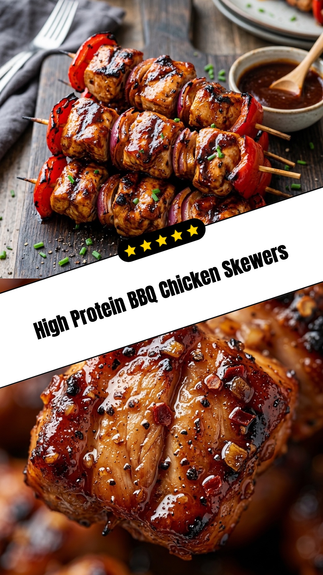 High Protein BBQ Chicken Skewers - pin