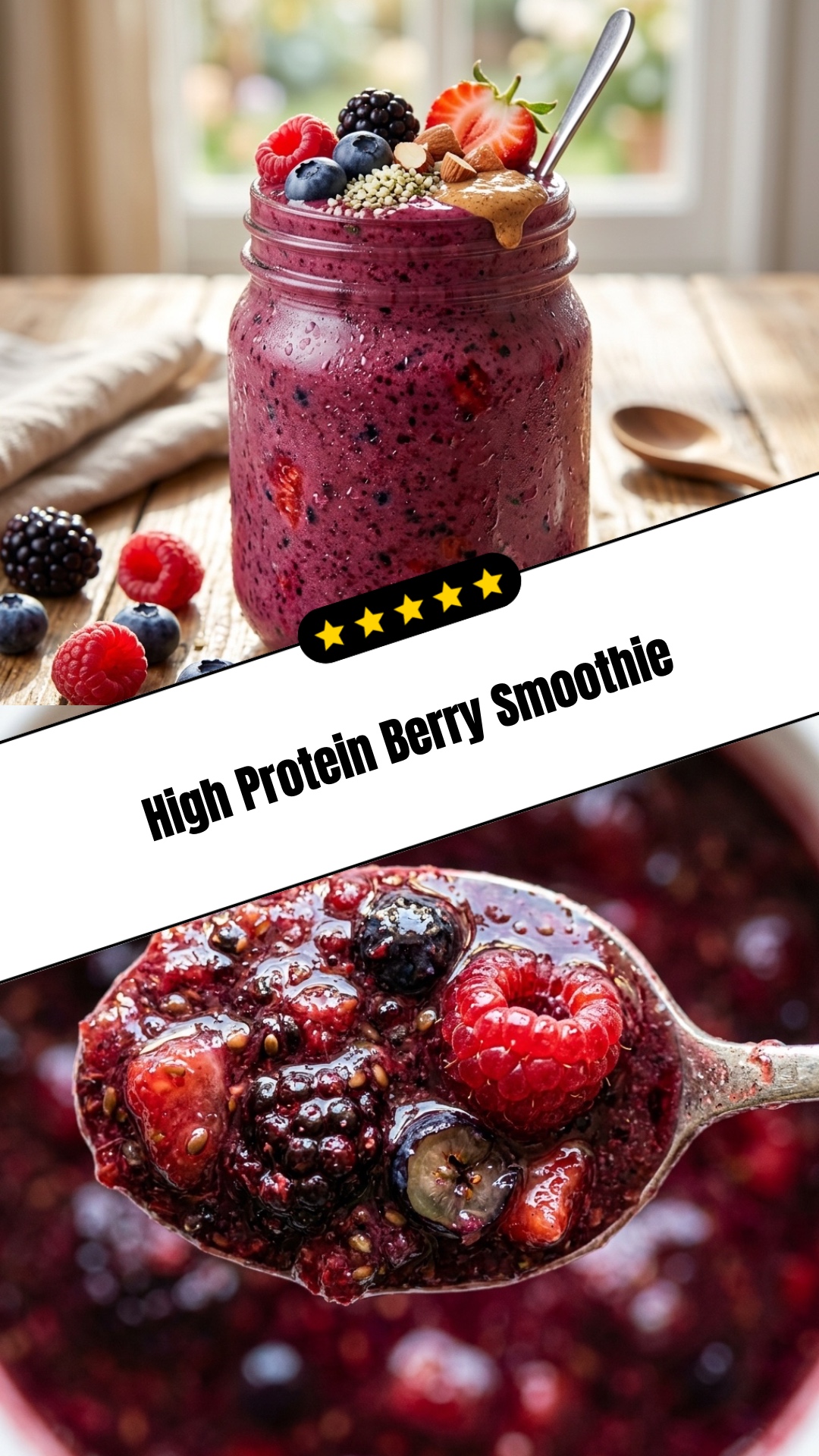 High Protein Berry Smoothie - pin