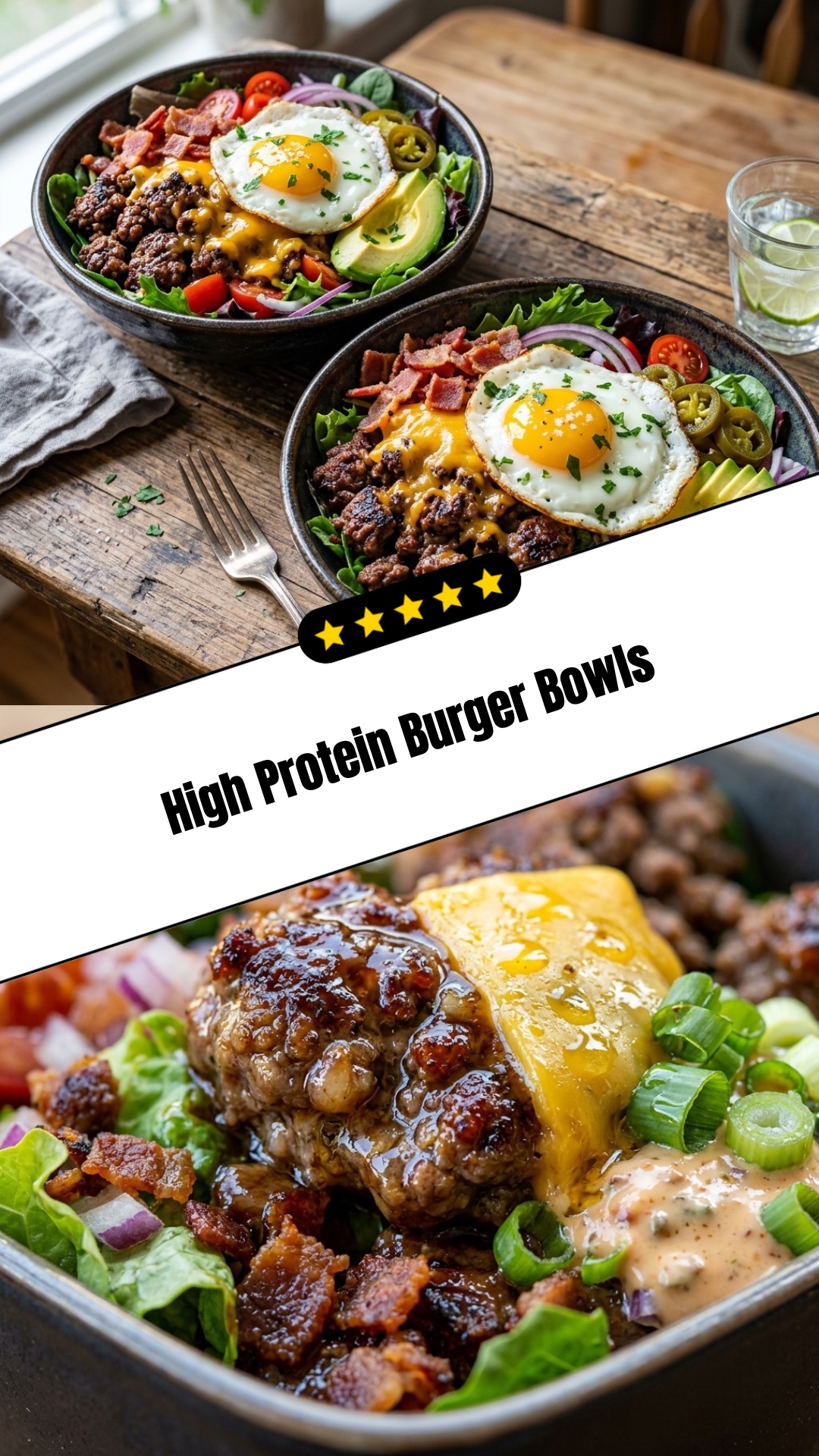 High Protein Burger Bowls - pin