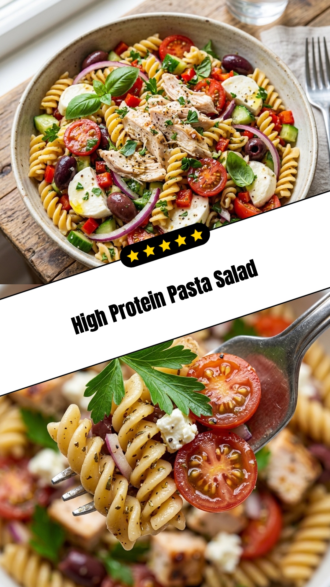 High Protein Pasta Salad - pin