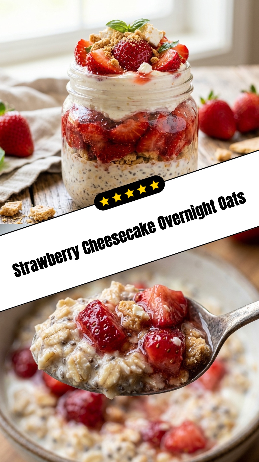 Strawberry Cheesecake Overnight Oats - pin