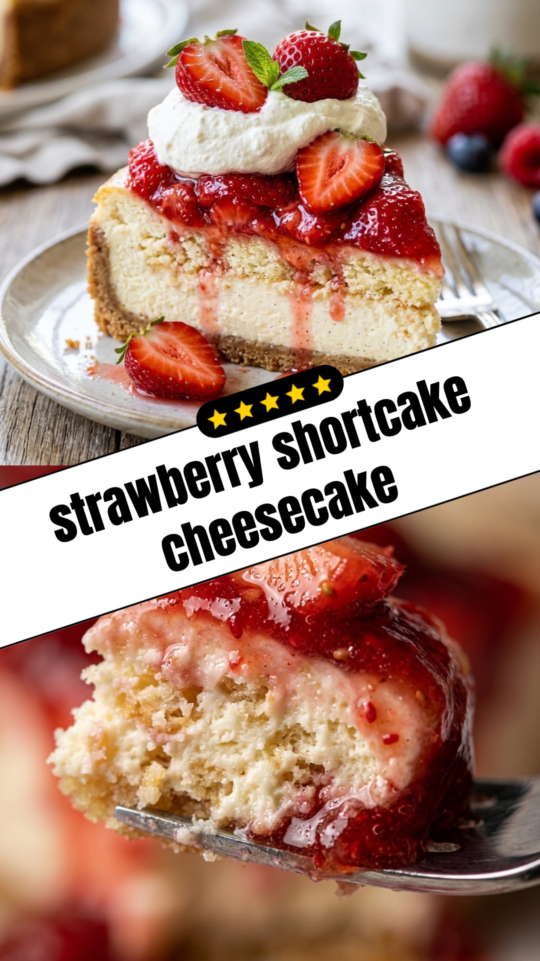 strawberry shortcake cheesecake - pin