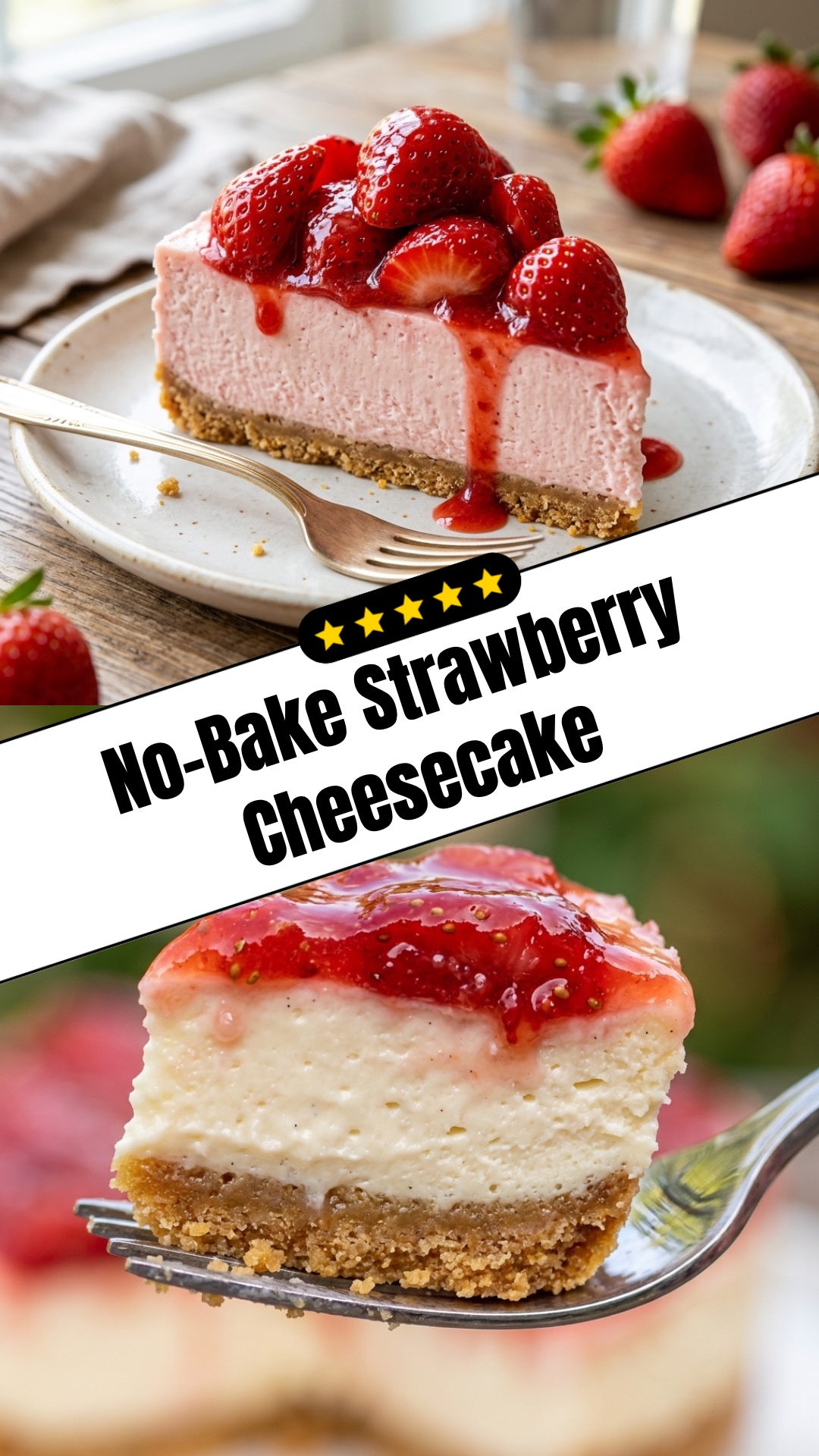No-Bake Strawberry Cheesecake - pin