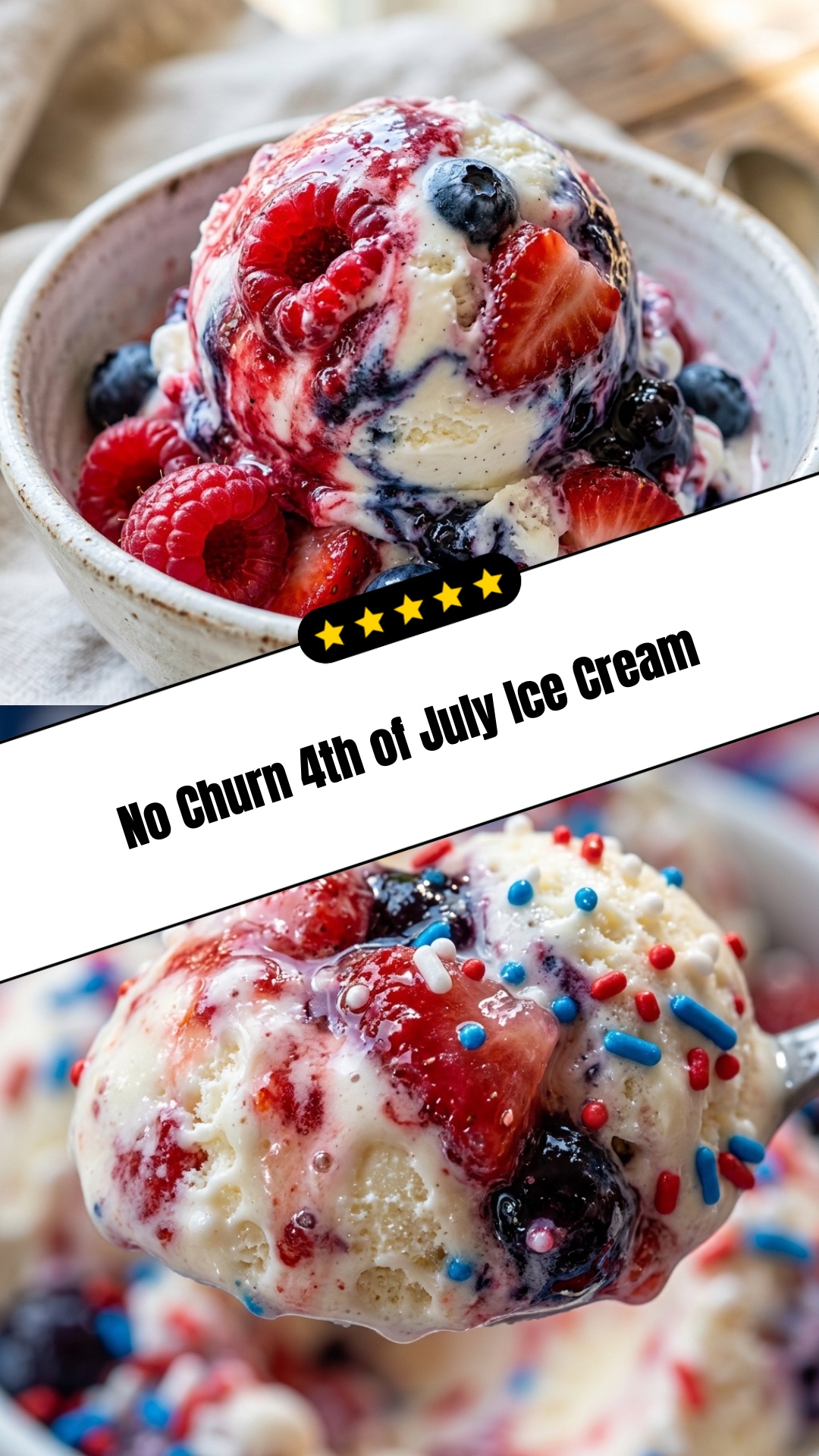 No Churn 4th of July Ice Cream - pin