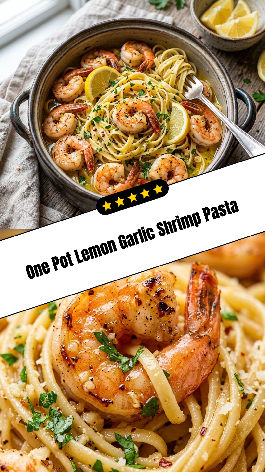 One Pot Lemon Garlic Shrimp Pasta - pin