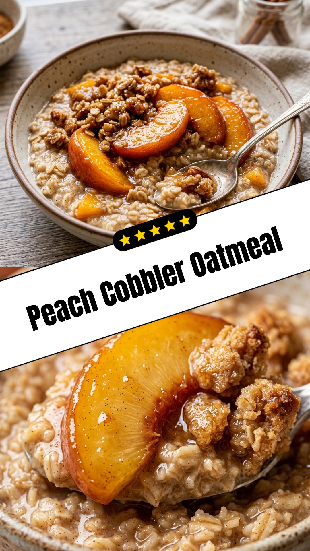 Peach Cobbler Oatmeal - pin