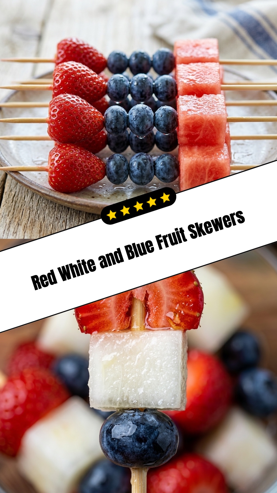 Red White and Blue Fruit Skewers - pin