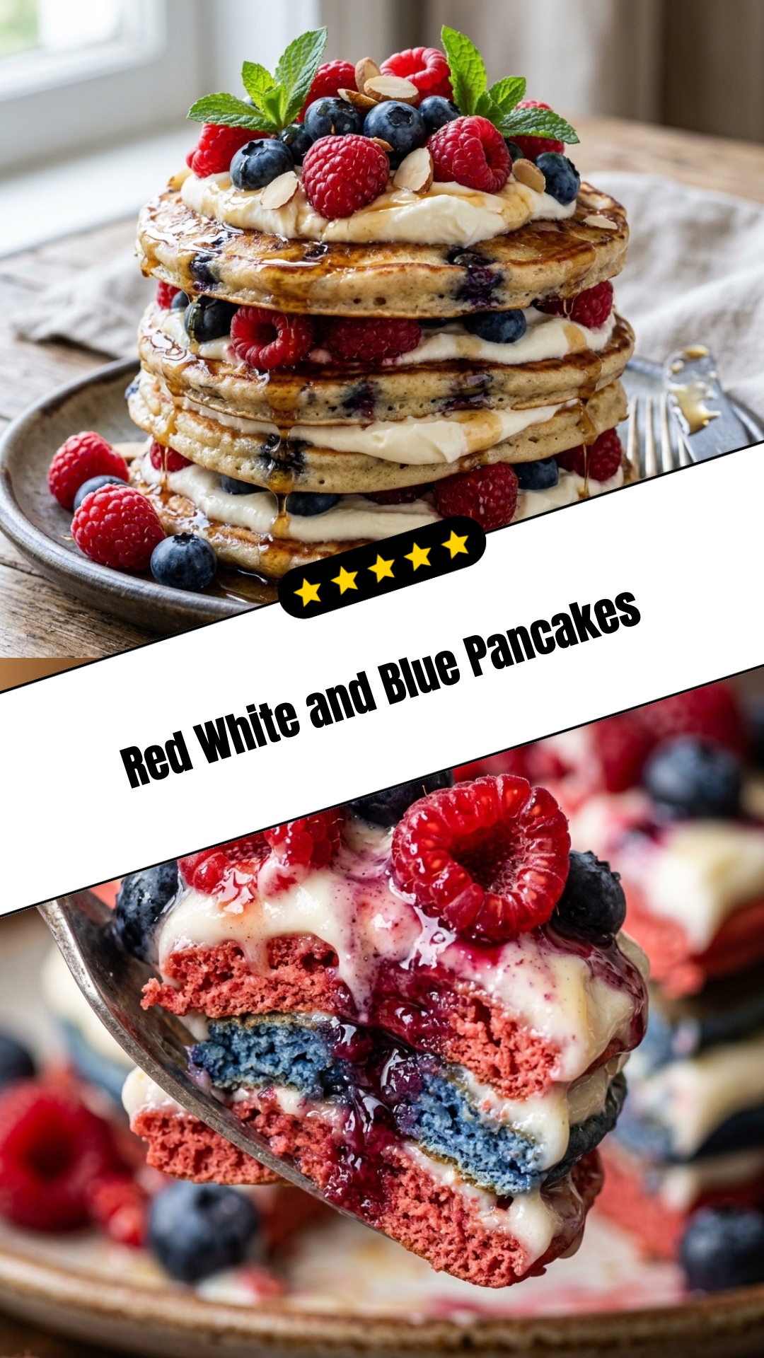 Red White and Blue Pancakes - pin