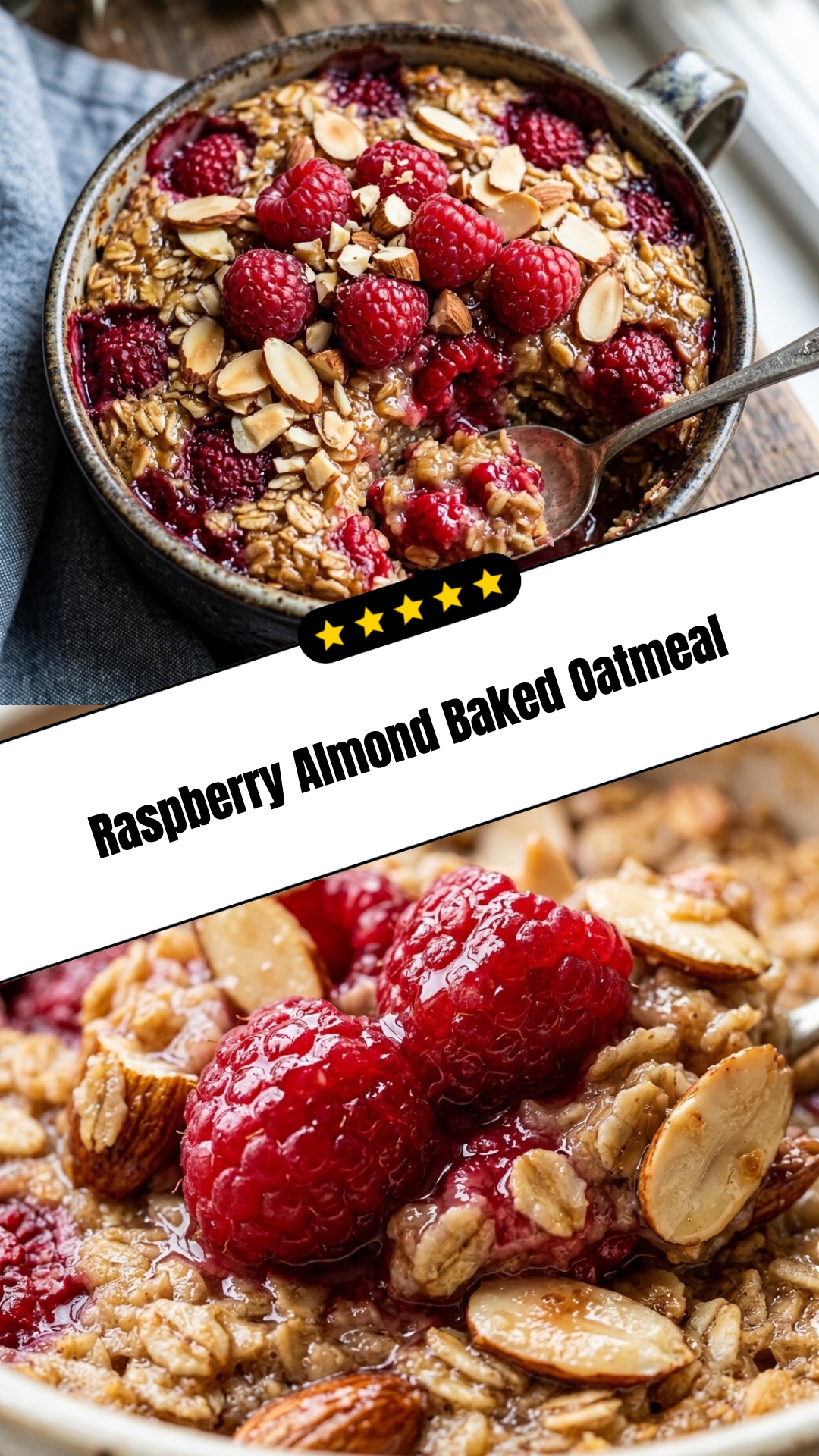Raspberry Almond Baked Oatmeal - pin