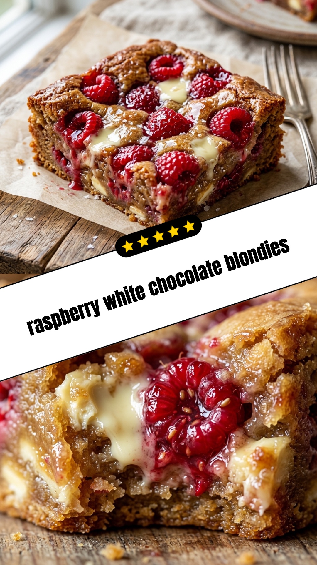 raspberry white chocolate blondies - pin
