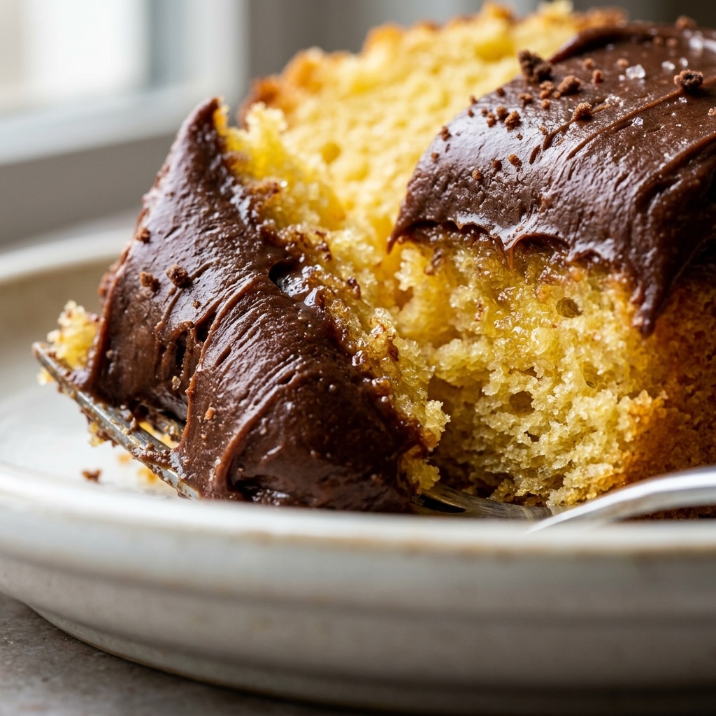 yellow cake with chocolate frosting
