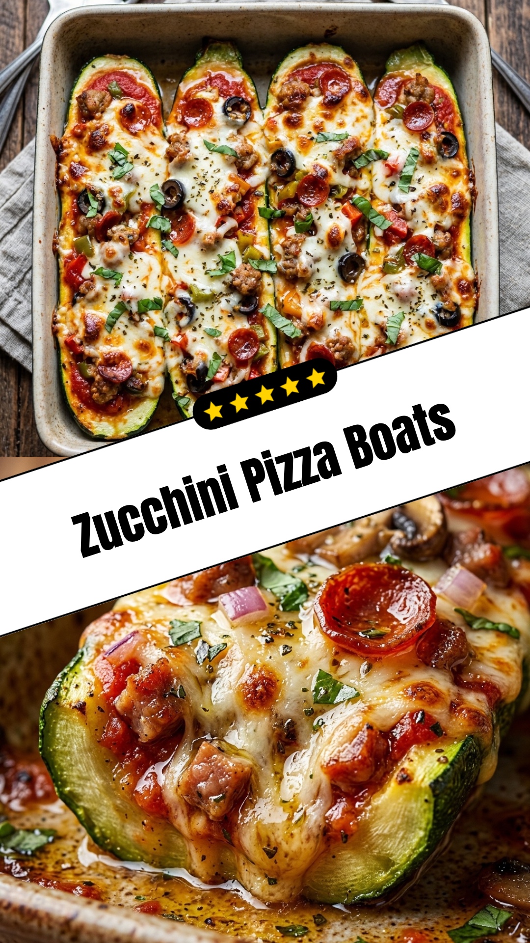 Zucchini Pizza Boats - pin